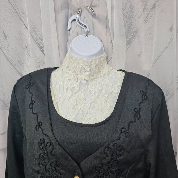 Vintage Basia Olive Green Layered Tie Back Maxi Goth Size 20W - Picture 2 of 13